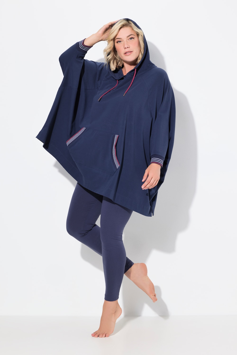 Große Größen Loungwear-Poncho, Damen, grau, Größe: 1=42-48, Baumwolle, Ulla Popken