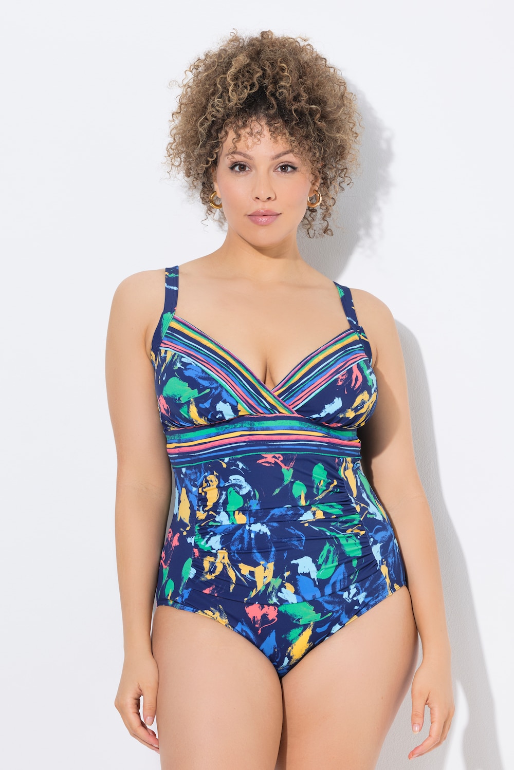 Thumbnail - Große Größen Badeanzug, Damen, blau, Größe: 42, Polyester/Elasthan, Ulla Popken