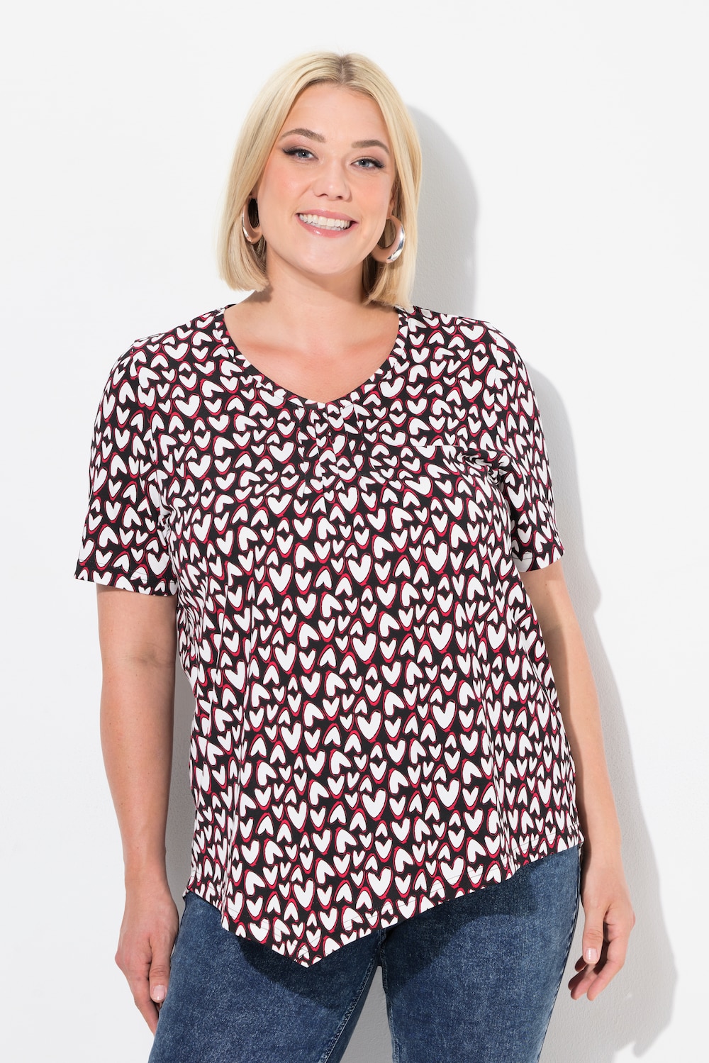 Große Größen T-Shirt, Damen, schwarz, Größe: 42/44, Baumwolle, Ulla Popken