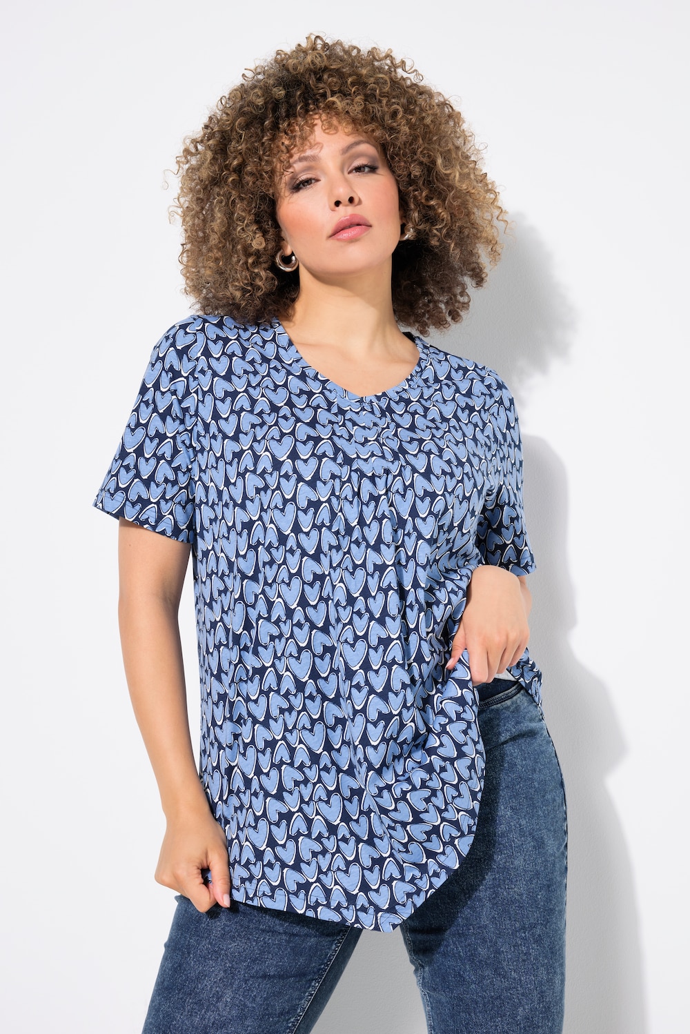 Große Größen T-Shirt, Damen, blau, Größe: 58/60, Baumwolle, Ulla Popken