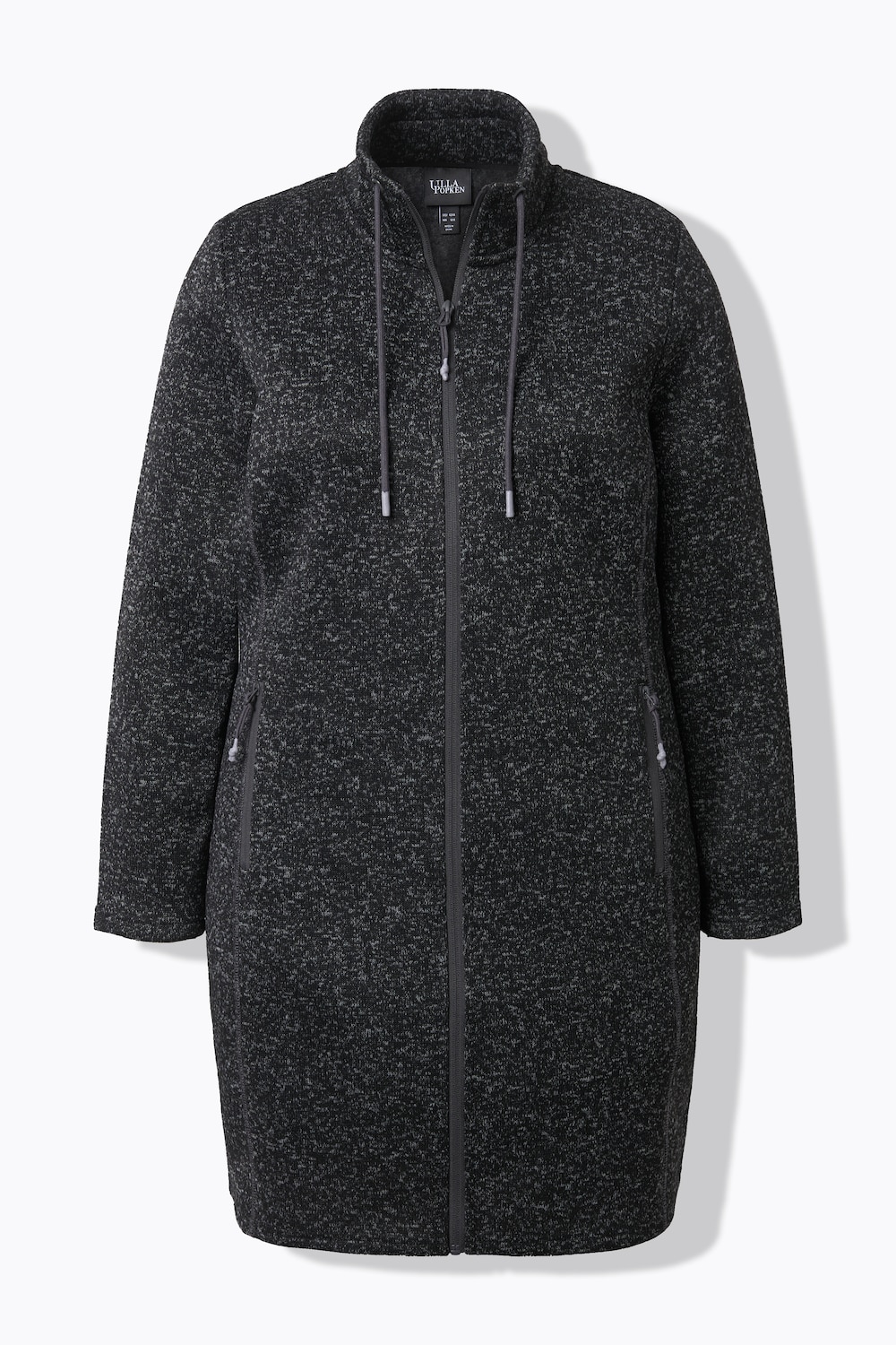 Stora storlekar Stickfleecejacka, Dam, svart, storlek: 46/48, Polyester, Ulla Popken