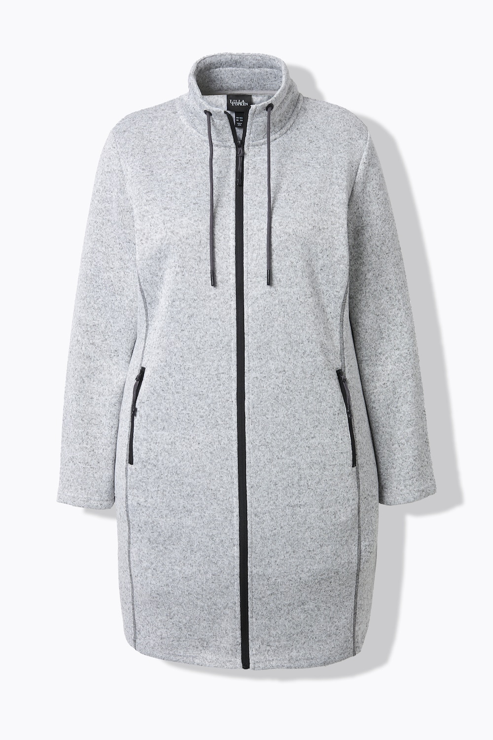 Stora storlekar Stickfleecejacka, Dam, grå, storlek: 46/48, Polyester, Ulla Popken