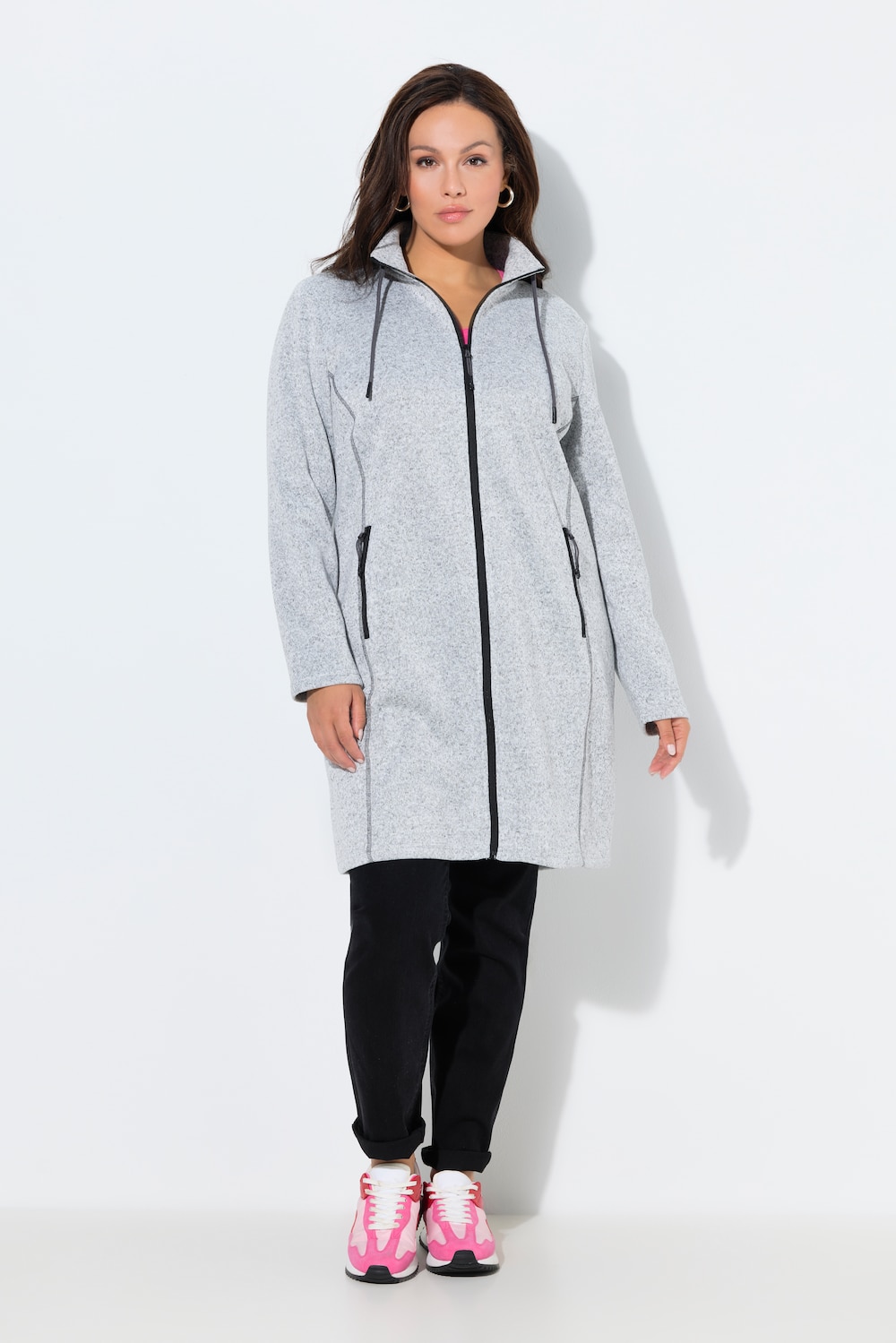 Große Größen Strickfleecejacke, Damen, grau, Größe: 46/48, Polyester, Ulla Popken