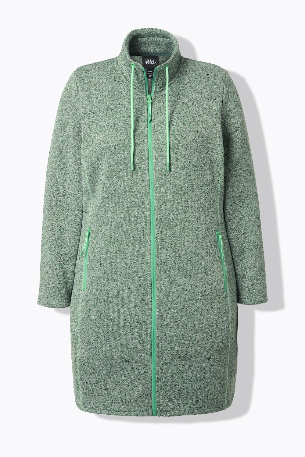 Stora storlekar Stickfleecejacka, Dam, grön, storlek: 50/52, Polyester, Ulla Popken
