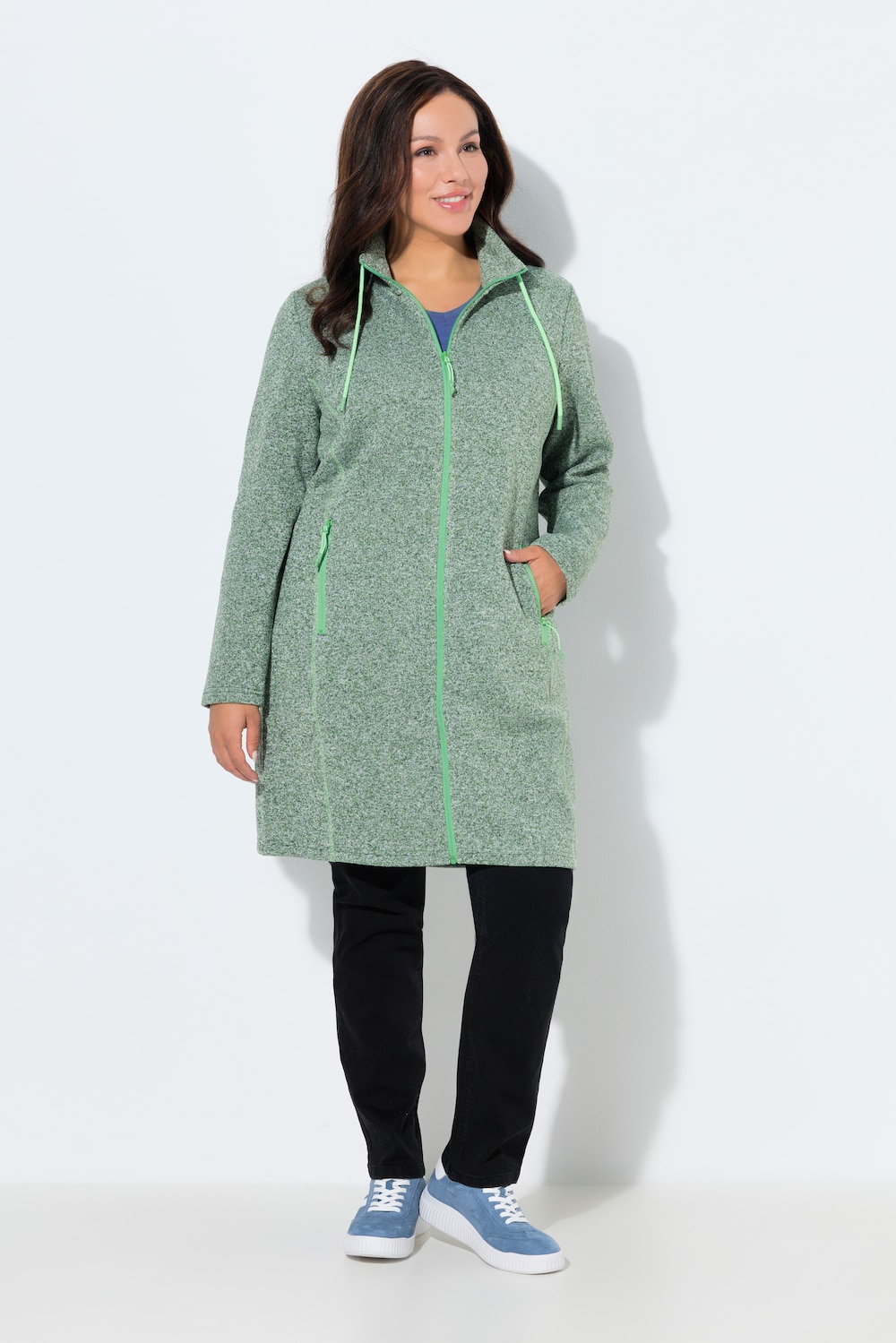 Große Größen Strickfleecejacke, Damen, grün, Größe: 58/60, Polyester, Ulla Popken