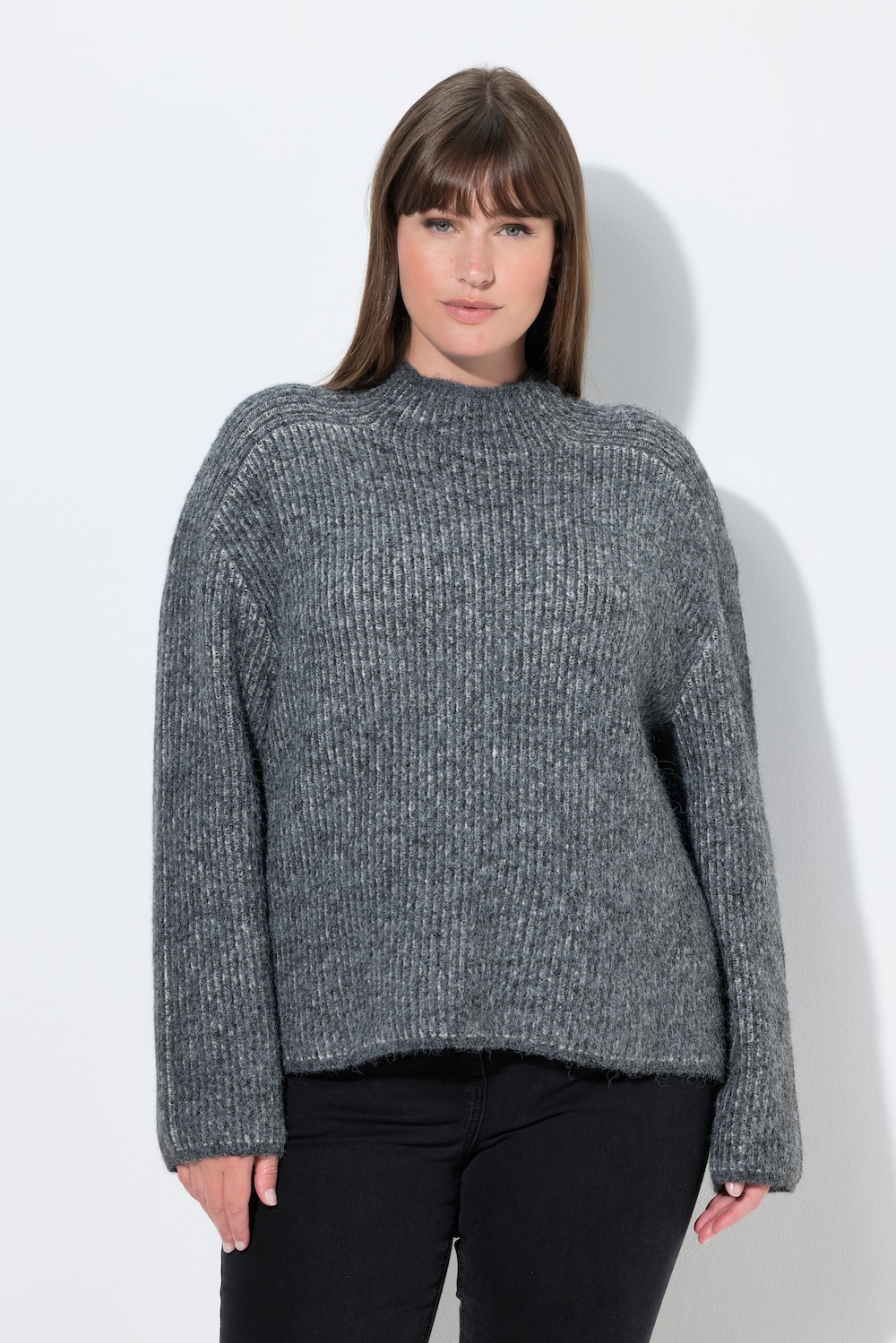 Thumbnail - Große Größen Pullover, Damen, grau, Größe: 58/60, Polyester/Synthetische Fasern, Ulla Popken