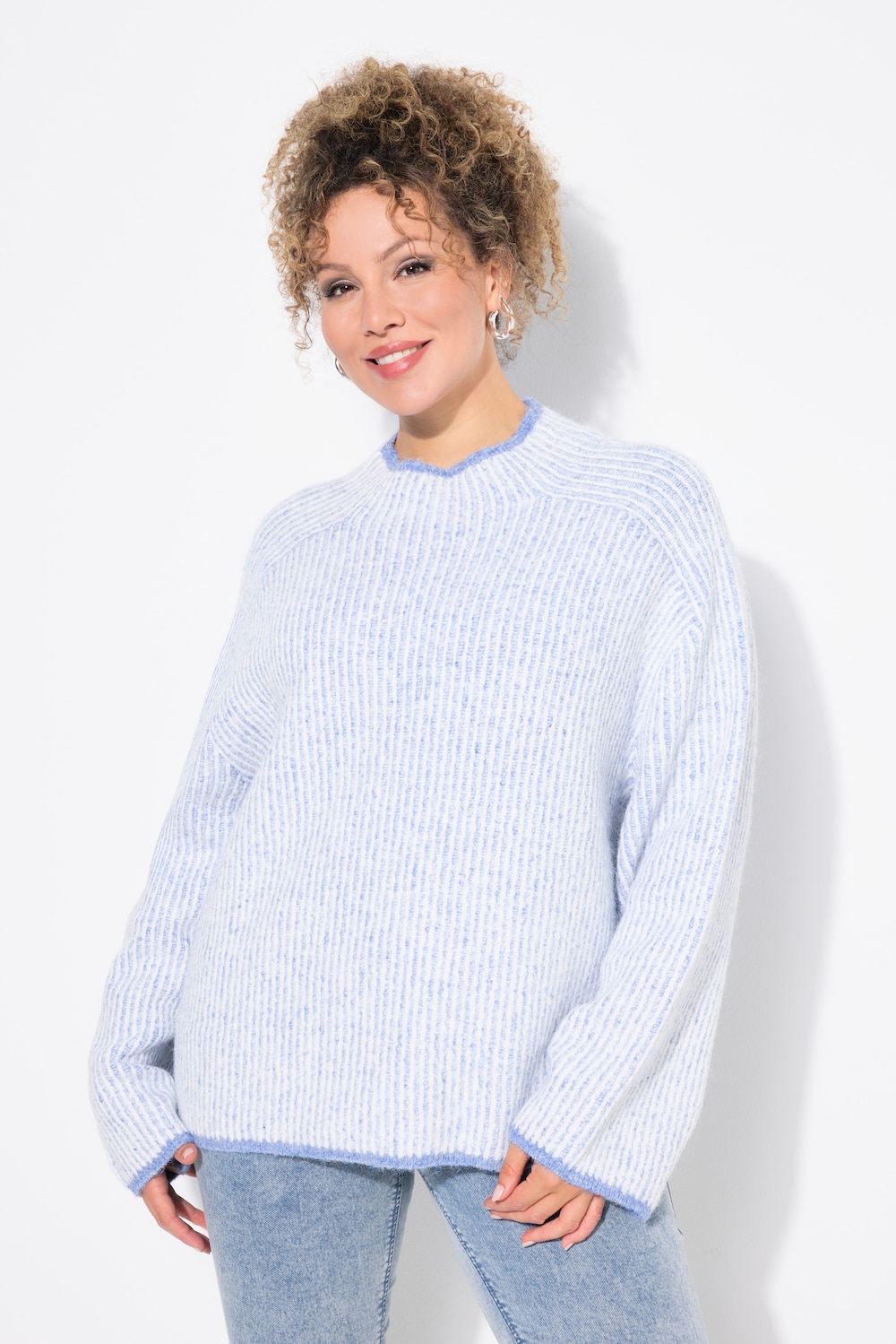 Große Größen Pullover, Damen, blau, Größe: 46/48, Polyester/Synthetische Fasern, Ulla Popken