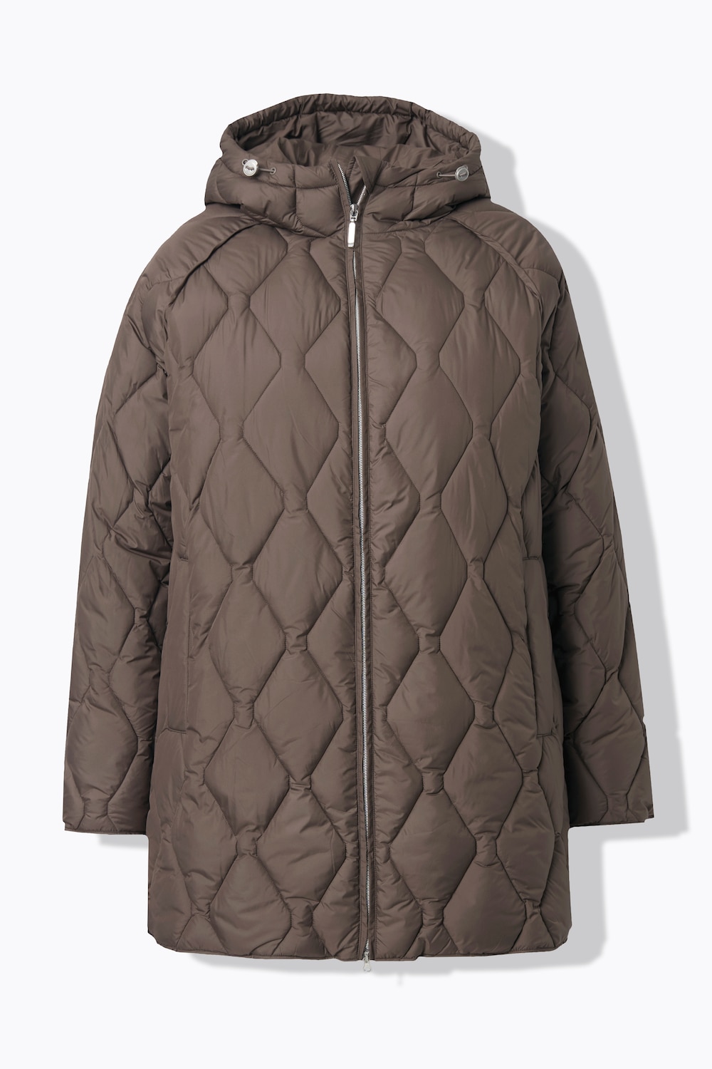 Stora storlekar Lång quiltad HYPRAR-jacka, Dam, brun, storlek: 46/48, Polyester, Ulla Popken