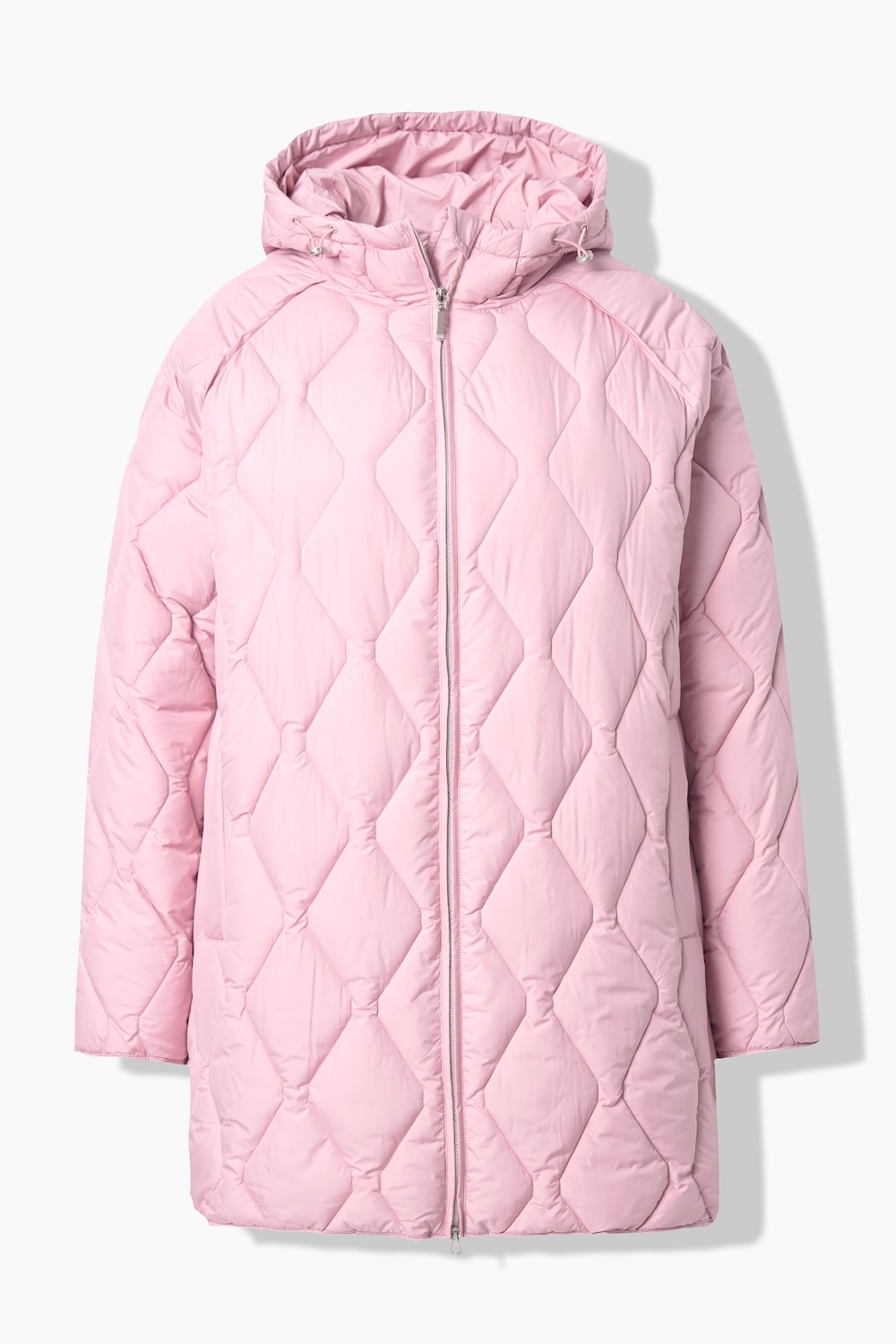 Stora storlekar Lång quiltad HYPRAR-jacka, Dam, rosa, storlek: 42/44, Polyester, Ulla Popken
