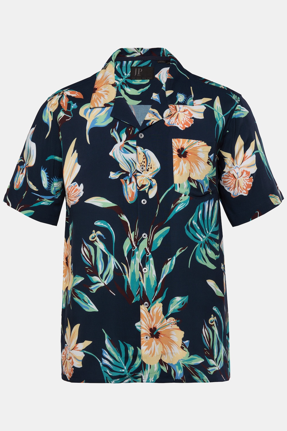 JP 1880 Hemd, Halbarm, floraler Print, Cuba-Kragen, Cuba Fit, bis 8 XL
