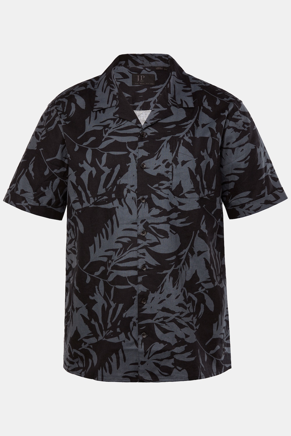 Hemd, Halbarm, Leinenmix, floraler Print, Cuba-Kragen, Cuba Fit, bis 8 XL