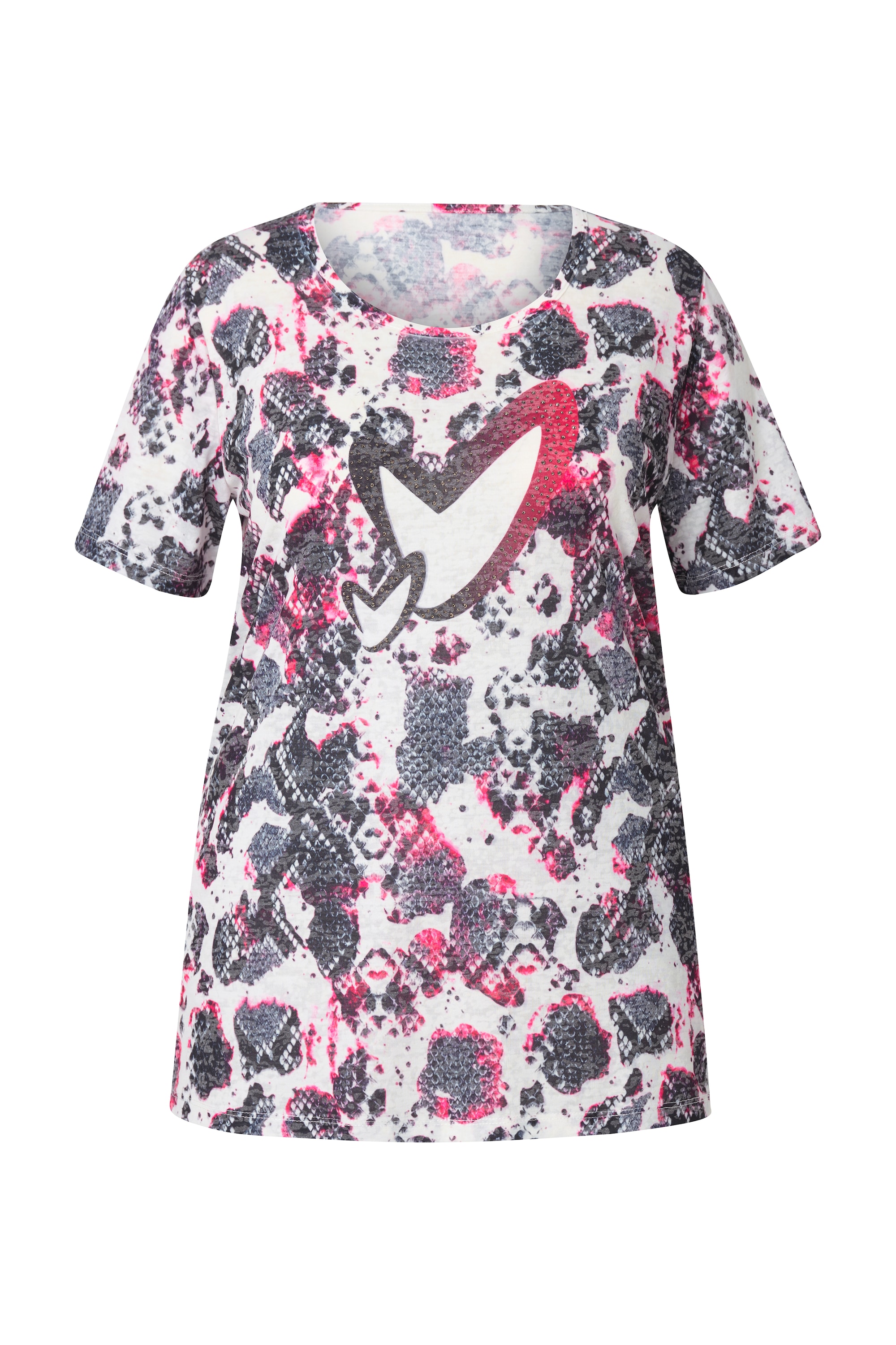 MIAMODA Damen große Größen T Shirt Schlangenmuster HERZ Motiv 837237