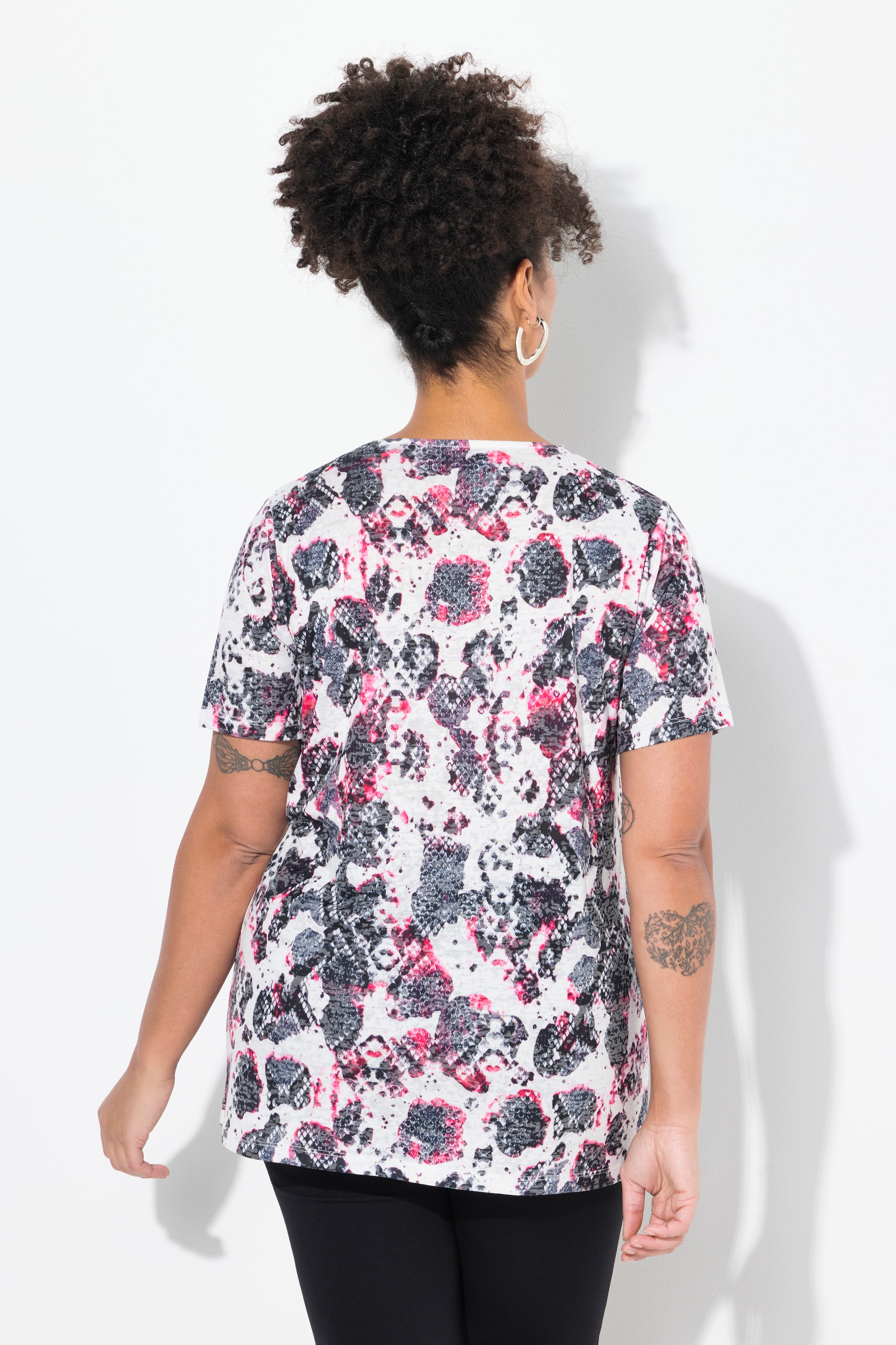 MIAMODA Damen große Größen T Shirt Schlangenmuster HERZ Motiv 837237