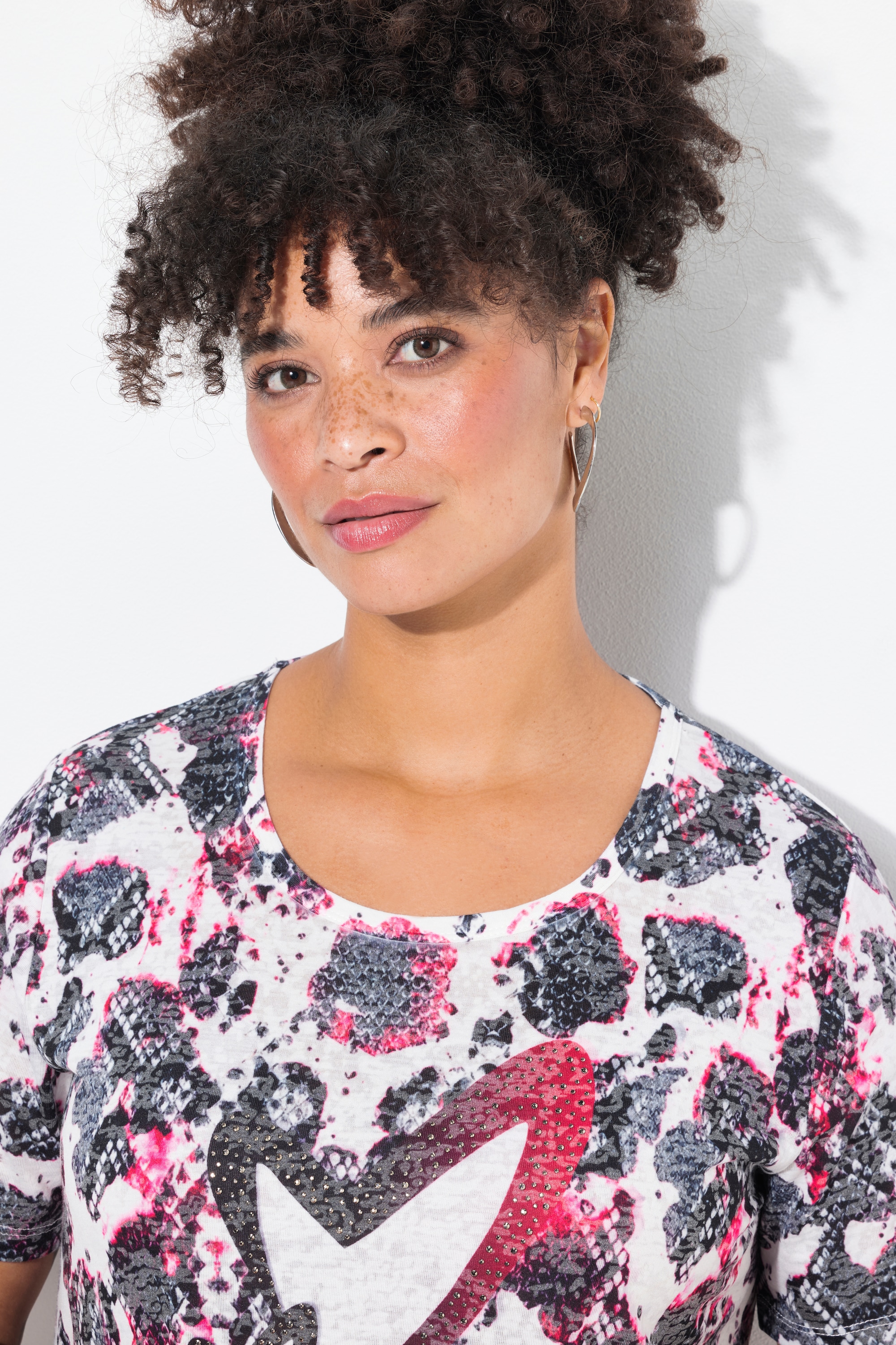 MIAMODA Damen große Größen T Shirt Schlangenmuster HERZ Motiv 837237