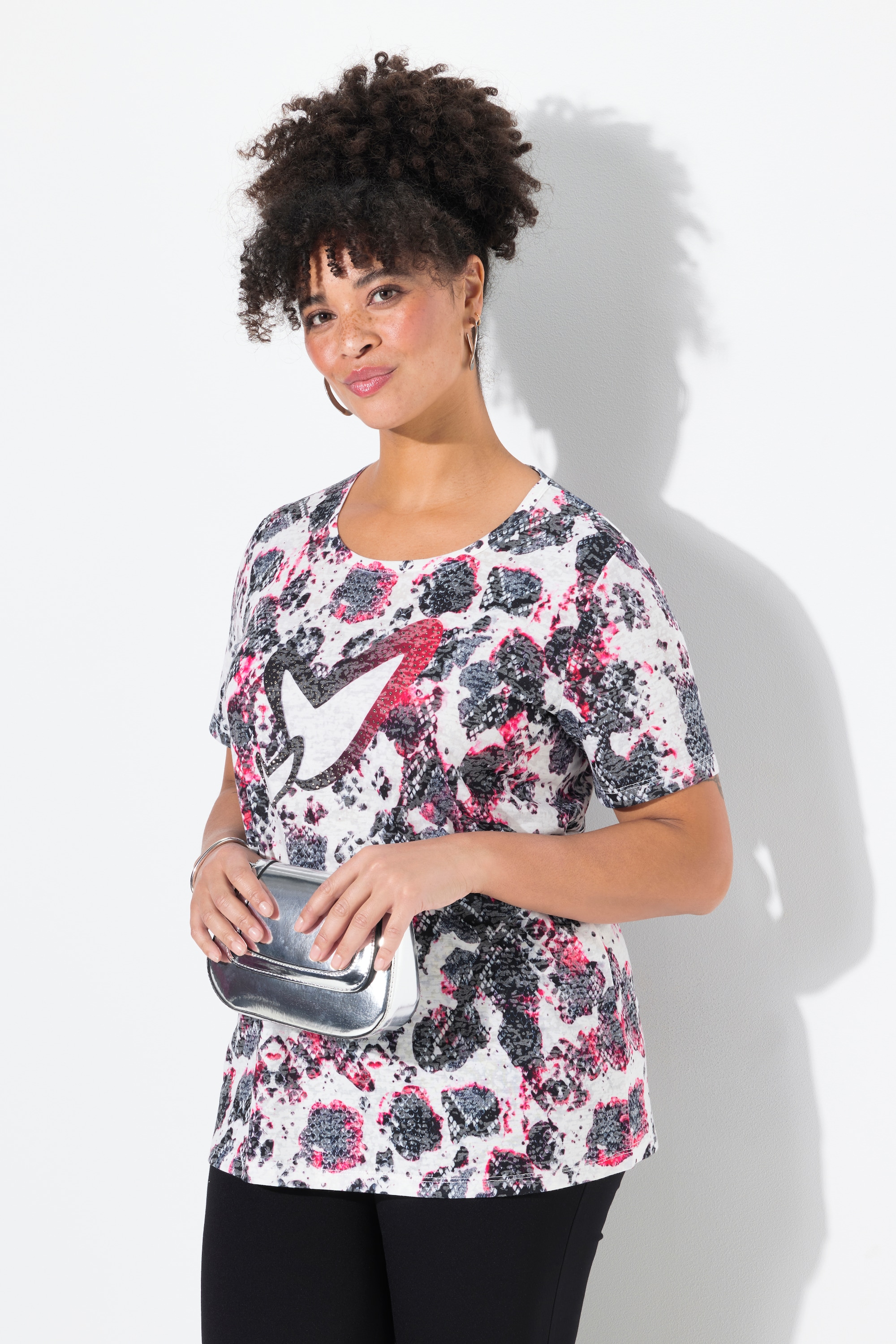 MIAMODA Damen große Größen T Shirt Schlangenmuster HERZ Motiv 837237