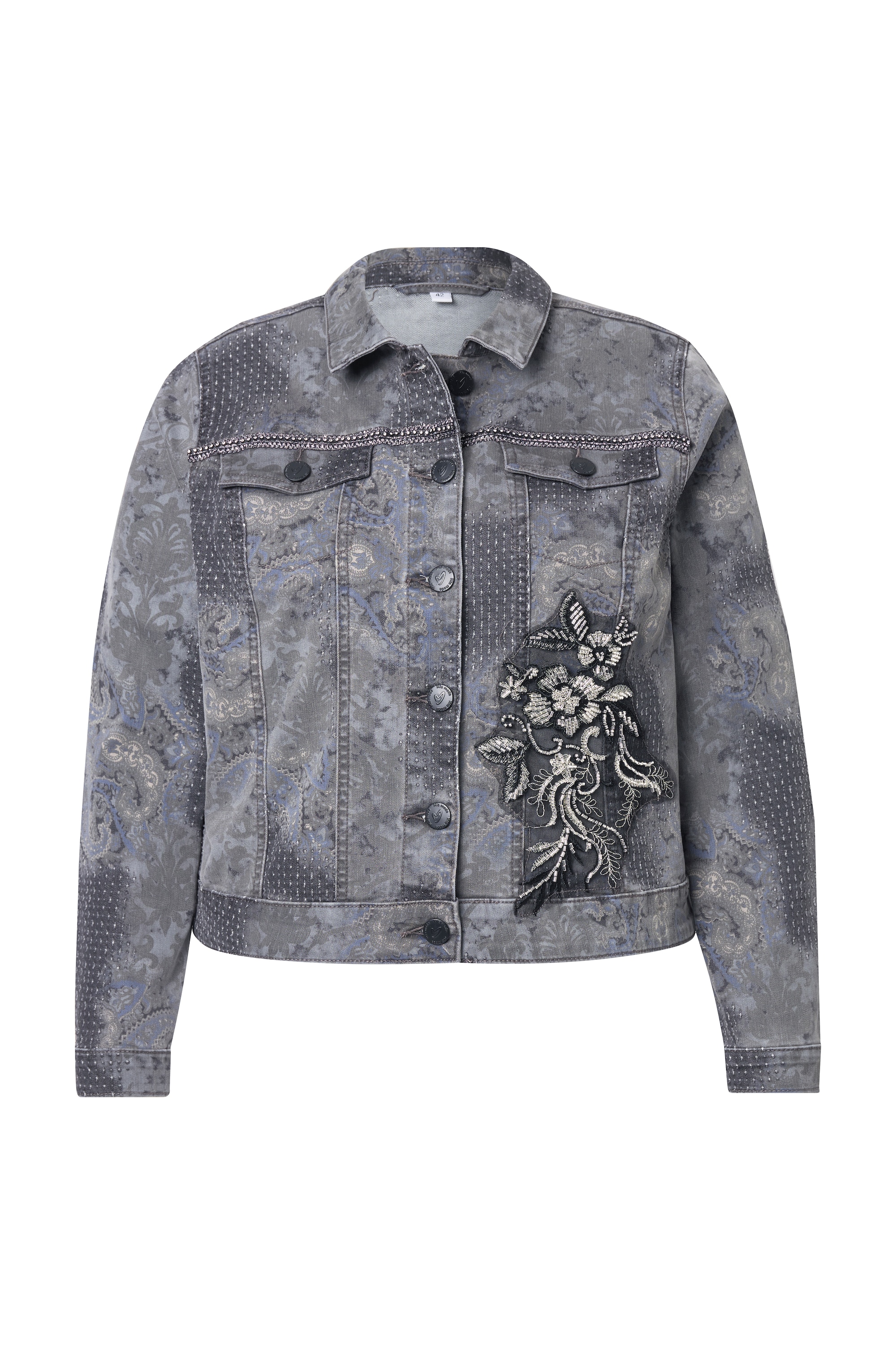 MIAMODA Damen große Größen Jeansjacke Classic Fit Applikation 837244
