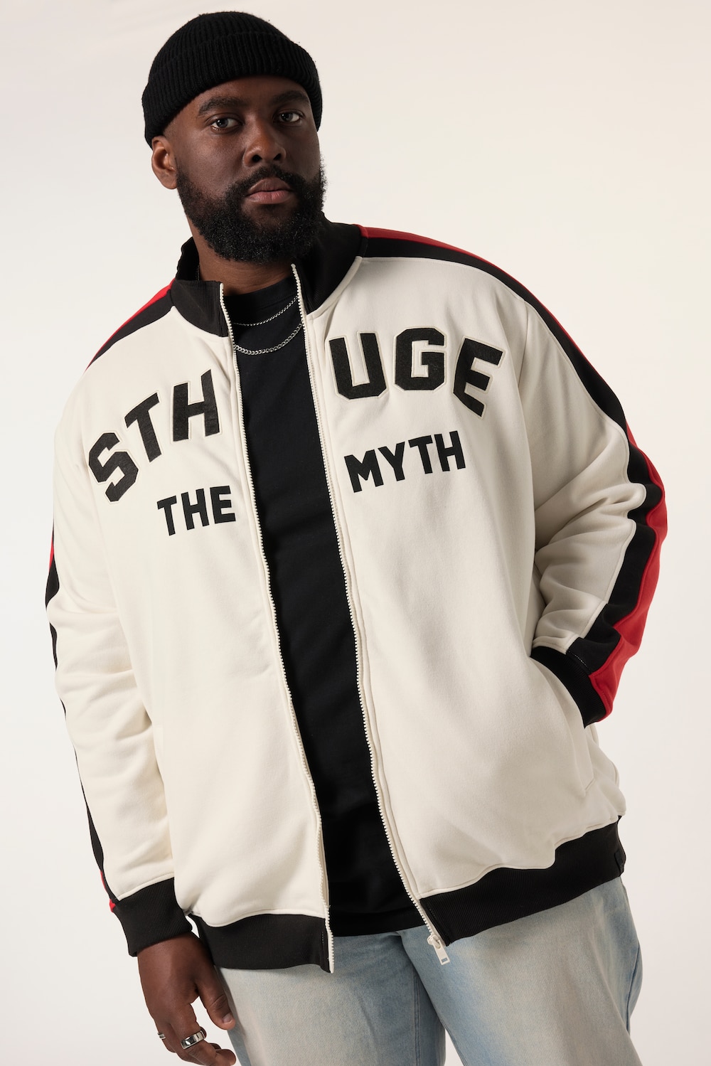 STHUGE Sweatjacke, Stehkragen, Kontrasteinsätze, bis 8 XL