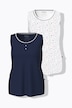 Pyjama-Tops, 2er-Pack, uni/Blüten, Rundhals, ärmellos