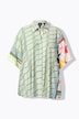 Slinkybluse, lappedesign, skjortekrage, halve ermer