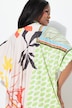 Slinkybluse, lappedesign, skjortekrage, halve ermer