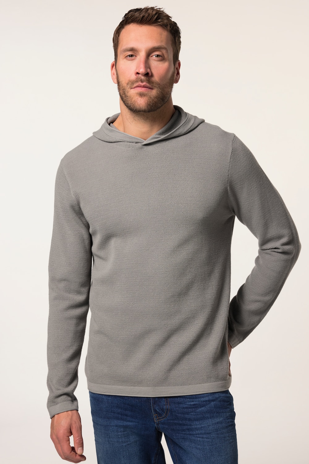 Große Größen JP AWARE Strickhoodie, Herren, grau, Größe: 6XL, Polyester/Baumwolle, JP-Aware