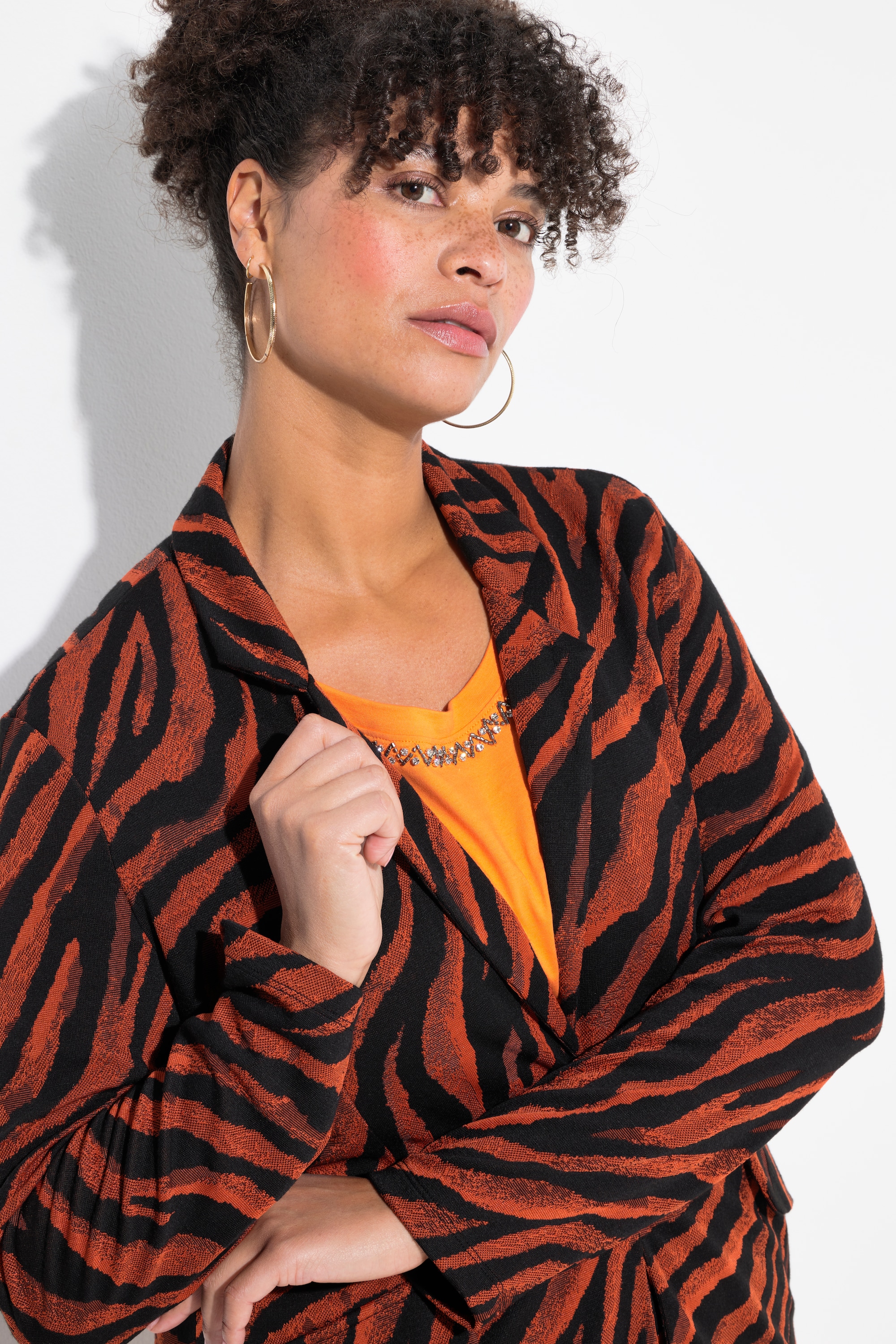 MIAMODA Damen große Größen Blazer schmale Form Zebramuster 837278