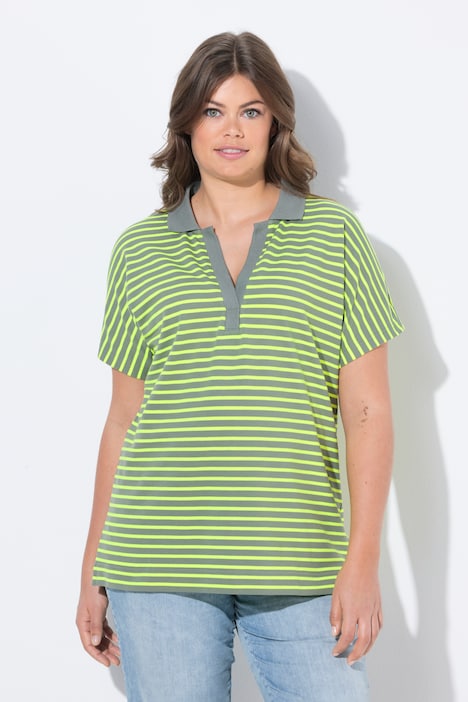 Maglia polo a righe con collo polo e mezze maniche