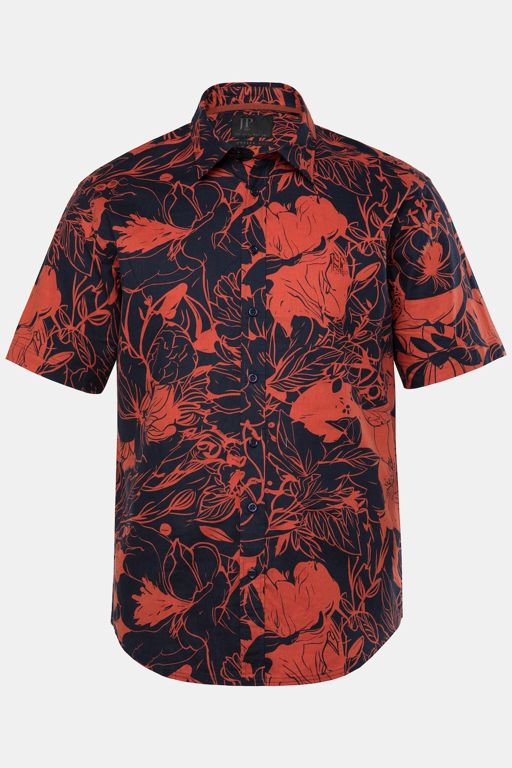 Hemd, Halbarm, Leinenmix, Kentkragen, Alloverprint, Modern Fit, bis 8 XL