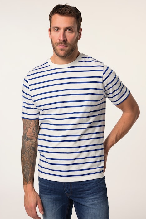 JP AWARE striped top, sustainability, short sleeve, OCS-certified organic cotton