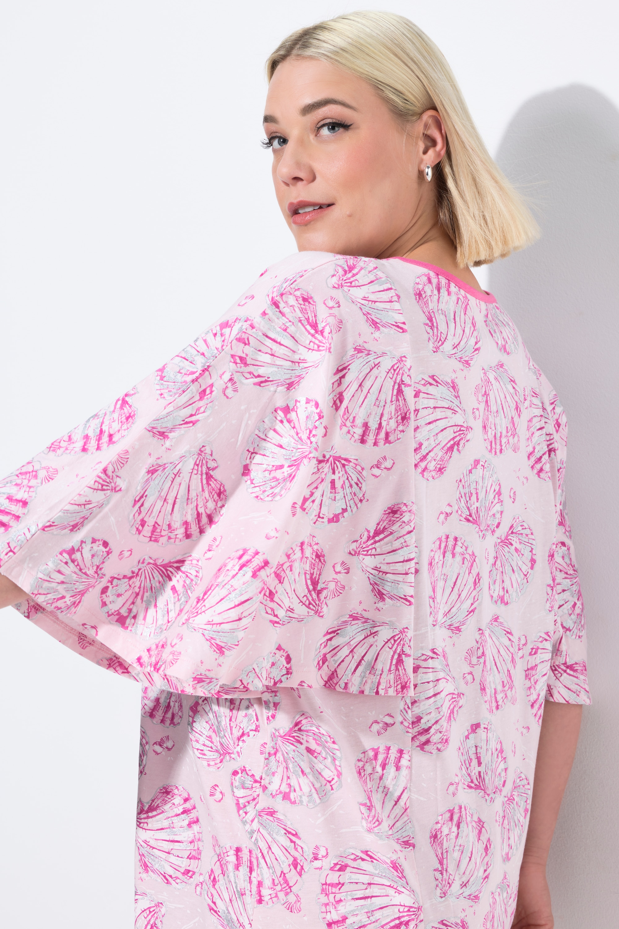 Ulla Popken Damen große Größen Bigshirts 2er Pack Muscheln Tunika Ausschnitt