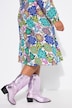 Long-sleeve all-over skull print midi dress