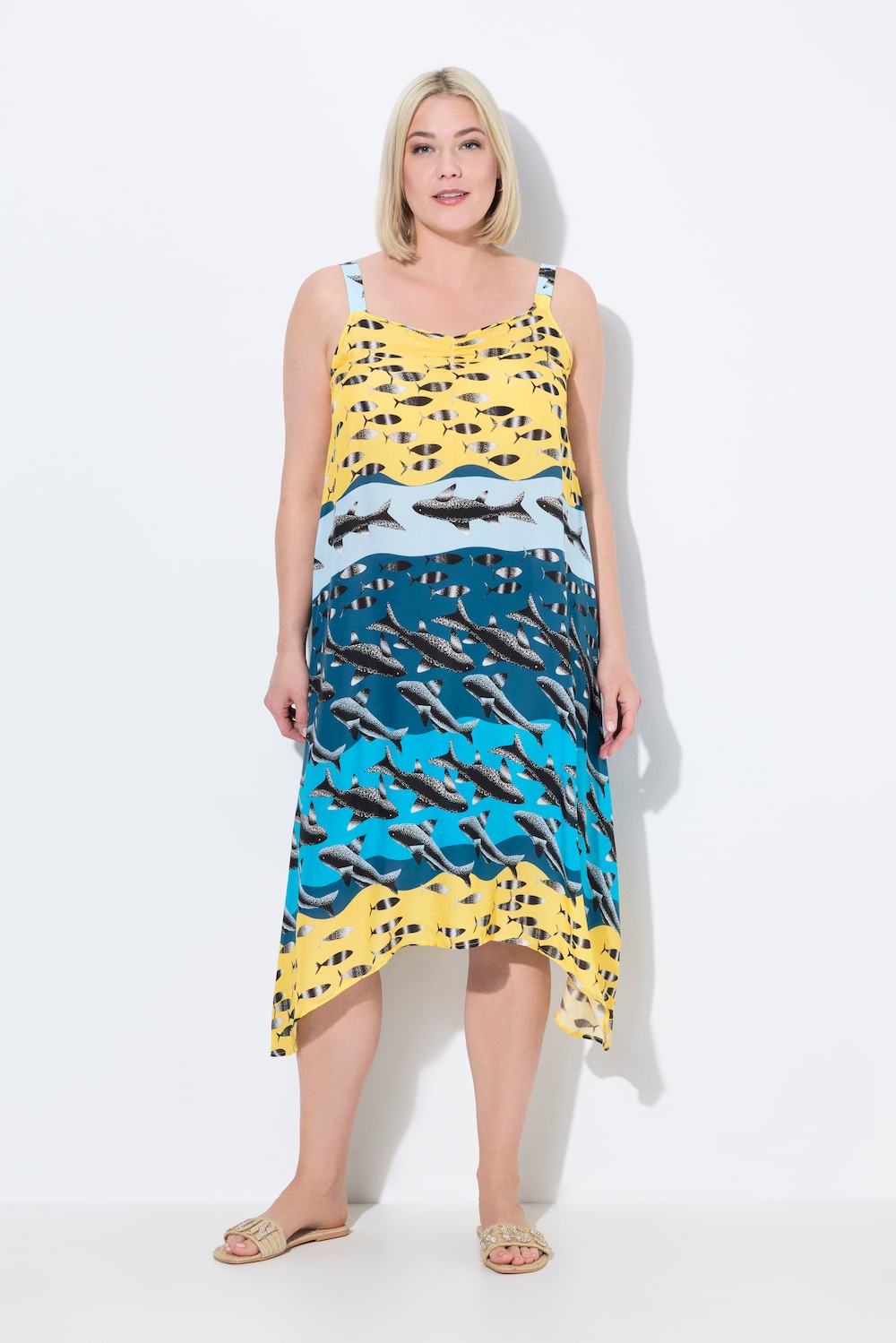 Große Größen Kleid, Damen, türkis, Größe: 50/52, Viskose, Ulla Popken