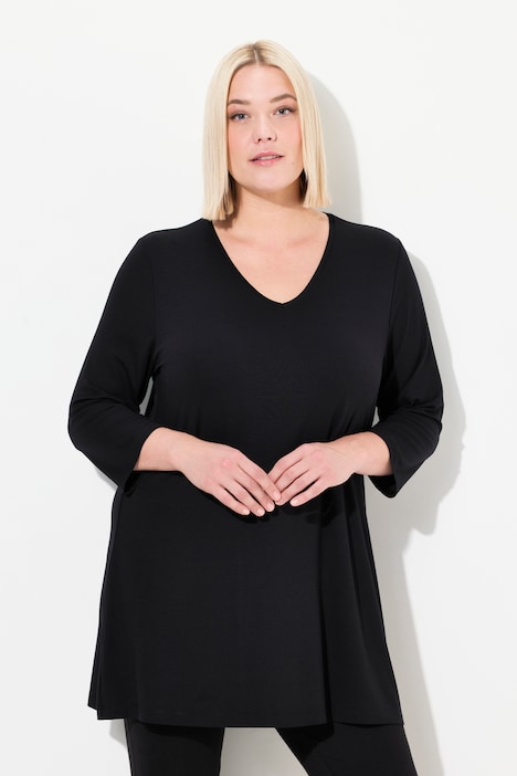 Longshirt,  A-Linie, V-Ausschnitt