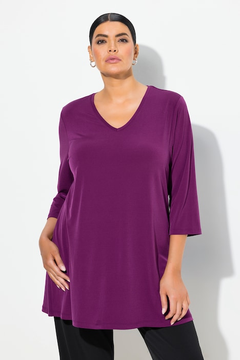 V-Neck Stretch Knit Swing Tunic