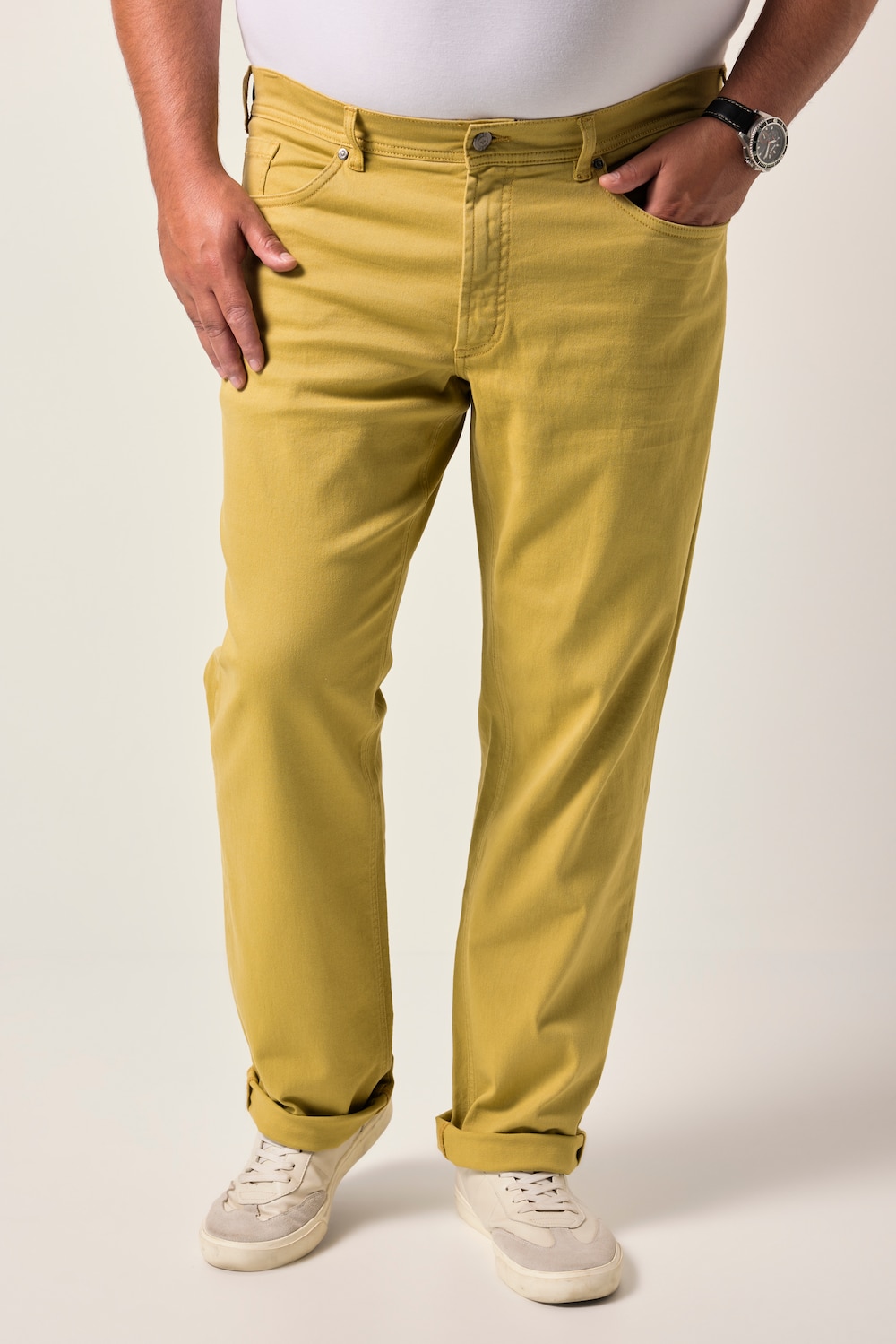 Men+ Gekleurde jeans, Buikfit, Regular Fit, 5-pocket, tot 72