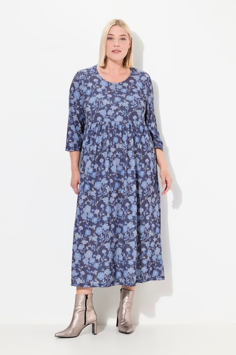 Matte Jersey Floral Print Empire A-line Pocket Dress