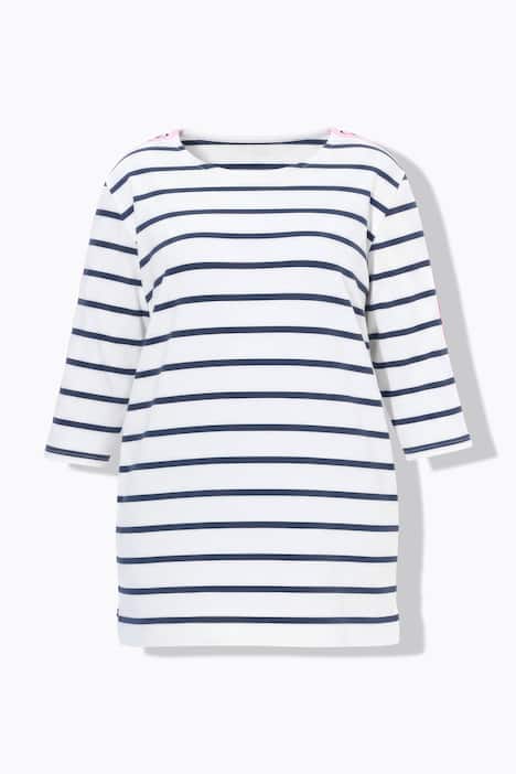 Długa koszulka w paski, długi rękaw, dekolt w łódkę, OEKO-TEX