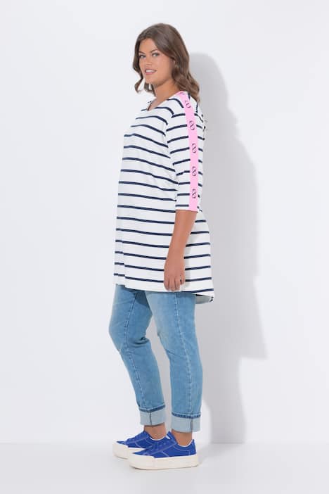 Długa koszulka w paski, długi rękaw, dekolt w łódkę, OEKO-TEX