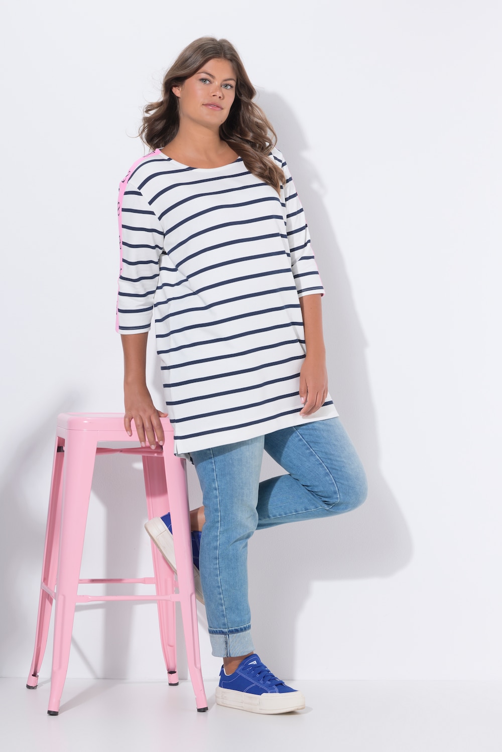 lang gestreept shirt, lange mouw, boothals, OEKO-TEX