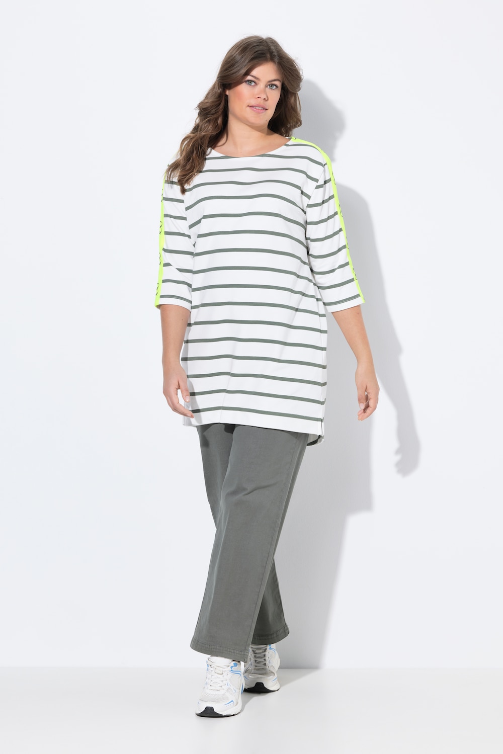 Große Größen Long Ringelshirt, Damen, grün, Größe: 52/54, Baumwolle/Polyester, LAURASON