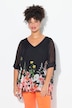 Bluse, overdimensjonert, mesh, kantprint