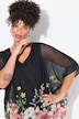 Bluse, overdimensjonert, mesh, kantprint