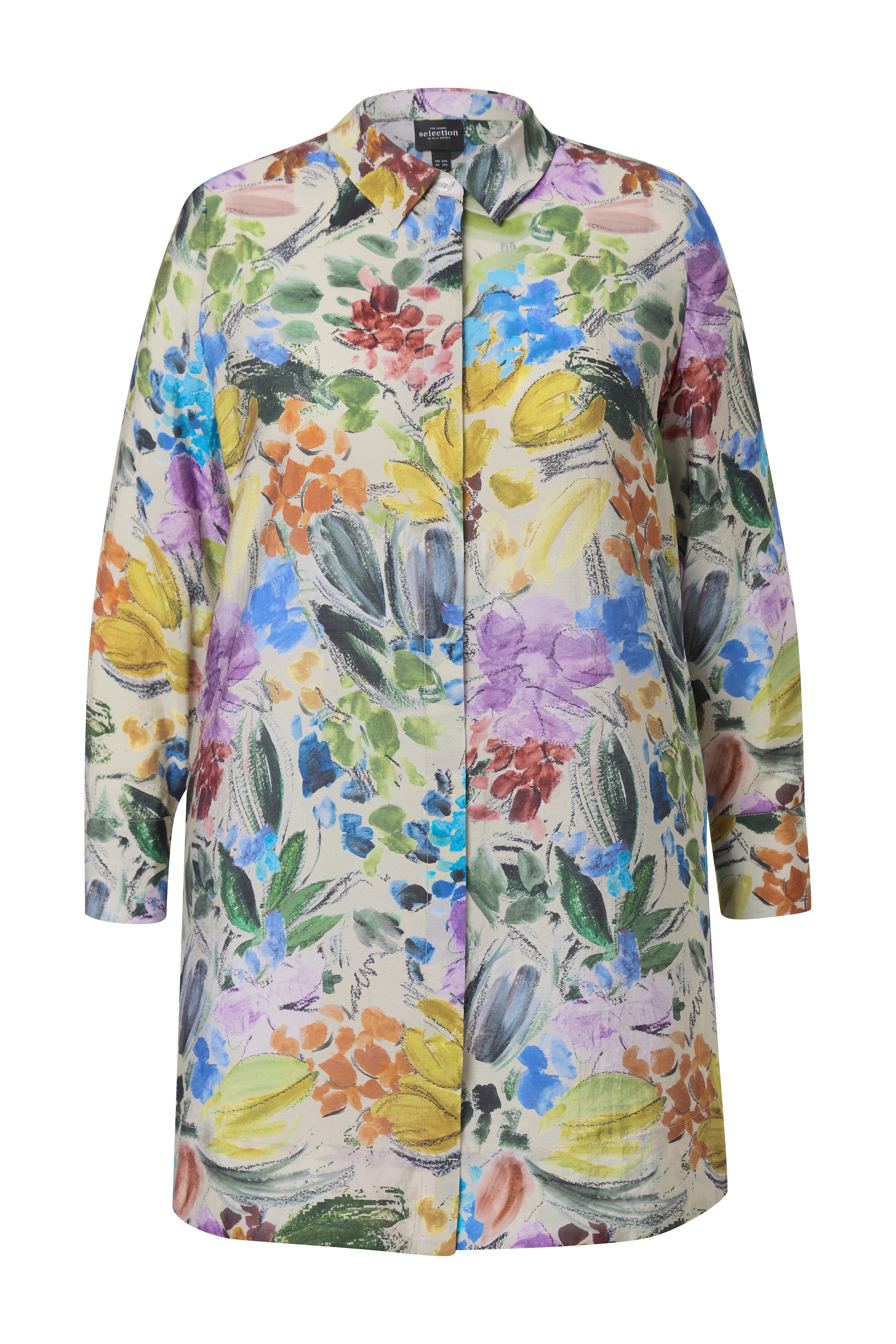 Ulla Popken Damen große Größen Longbluse Modalmix Hemdkragen Langarm 837371
