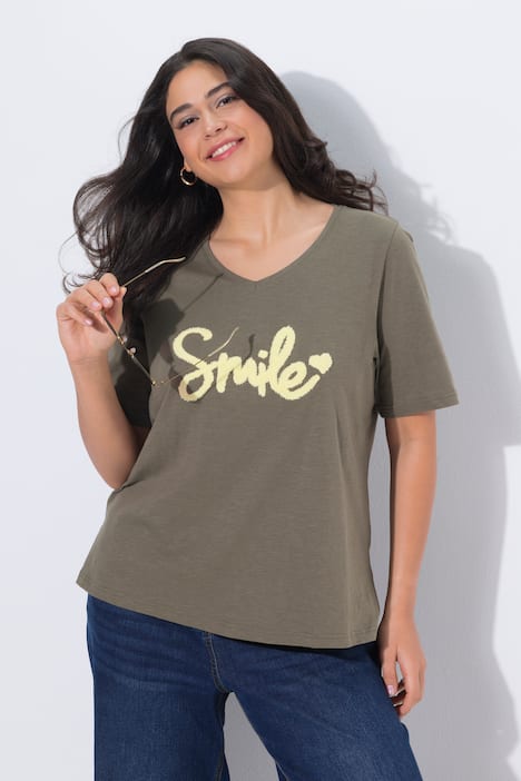 T-Shirt, Smile, Classic, V-Ausschnitt, Halbarm