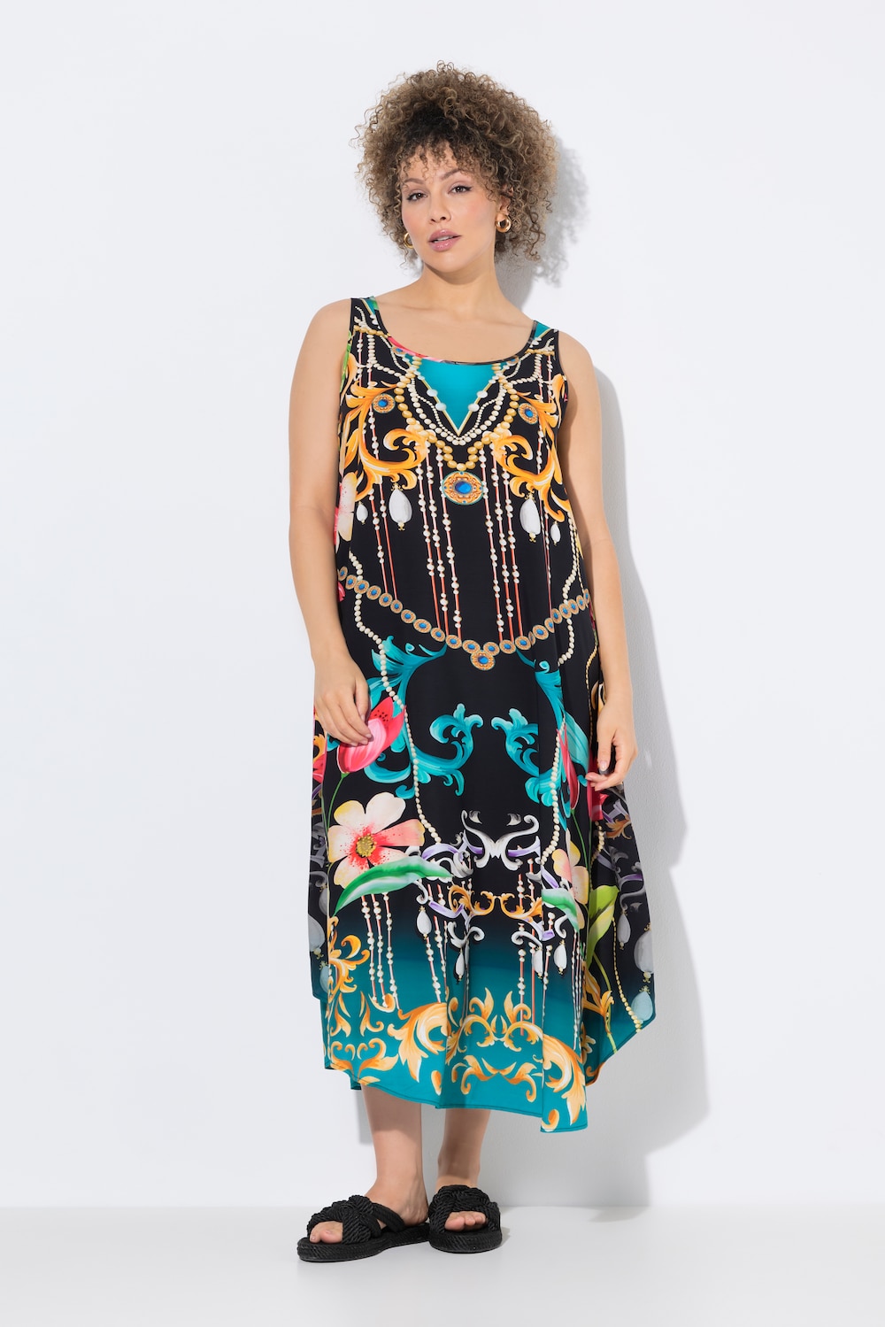 Große Größen Kleid, Damen, schwarz, Größe: 46/48, Viskose, Ulla Popken