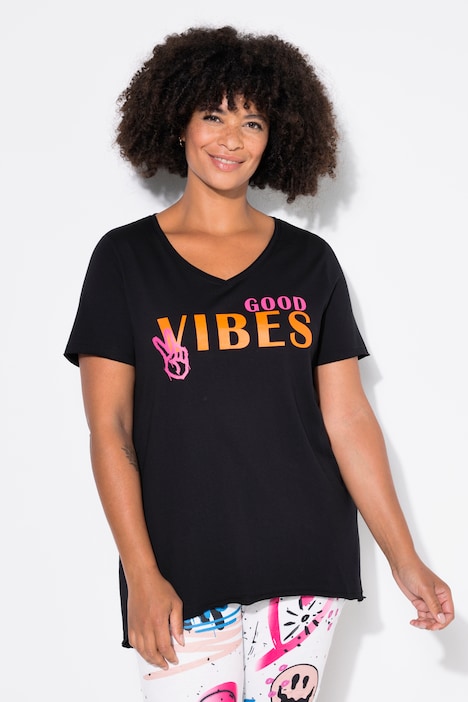 T-Shirt, A-Linie, GOOD VIBES-Motiv