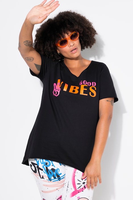 T-Shirt, A-Linie, GOOD VIBES-Motiv