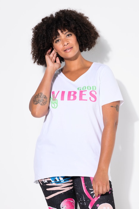 T-Shirt, A-Linie, GOOD VIBES-Motiv