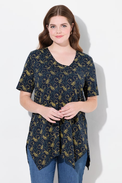 Eco Cotton Fruit Print Short Sleeve Pointed Hem Tee