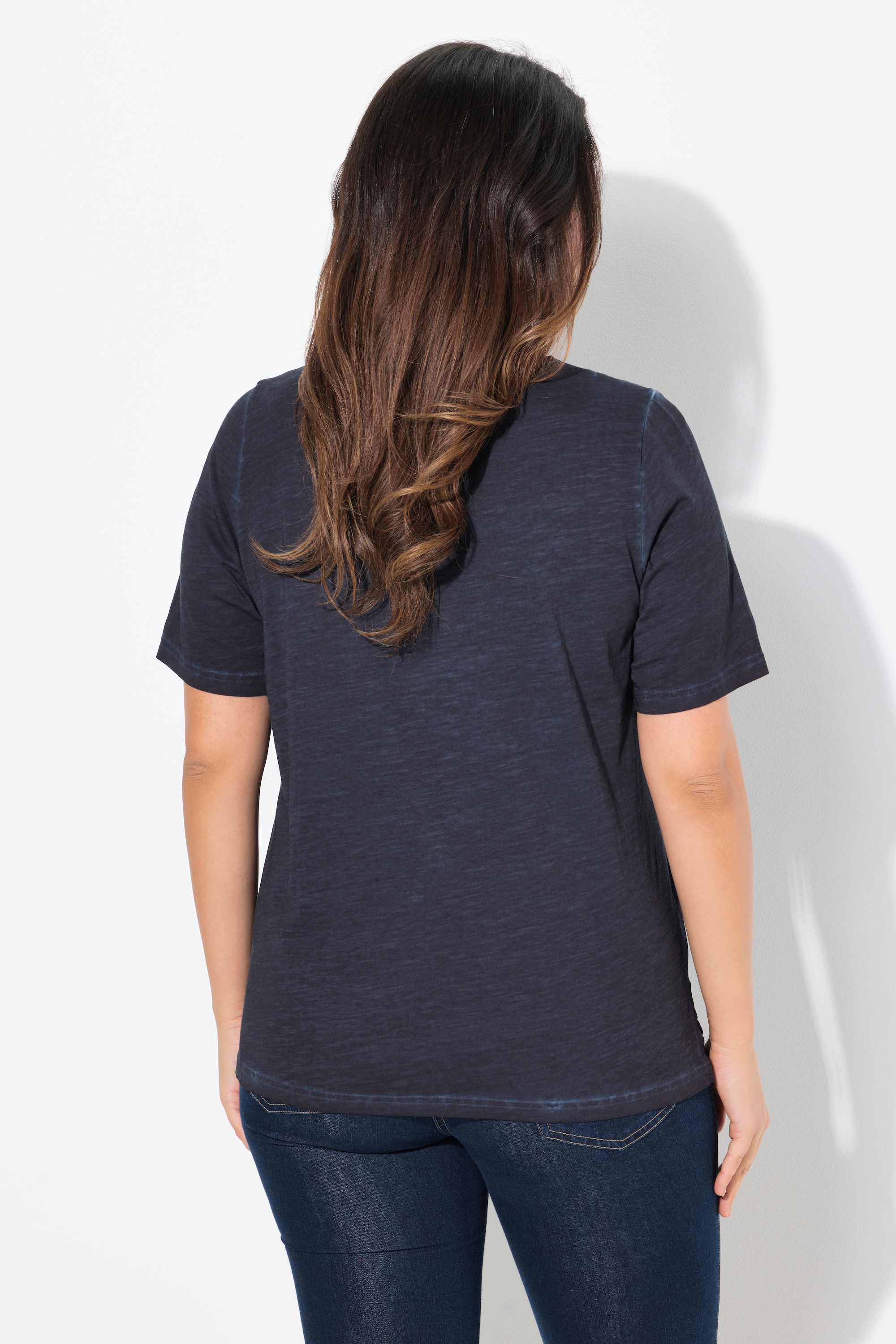 Ulla Popken Damen große Größen T Shirt Spitze Classic V Ausschnitt